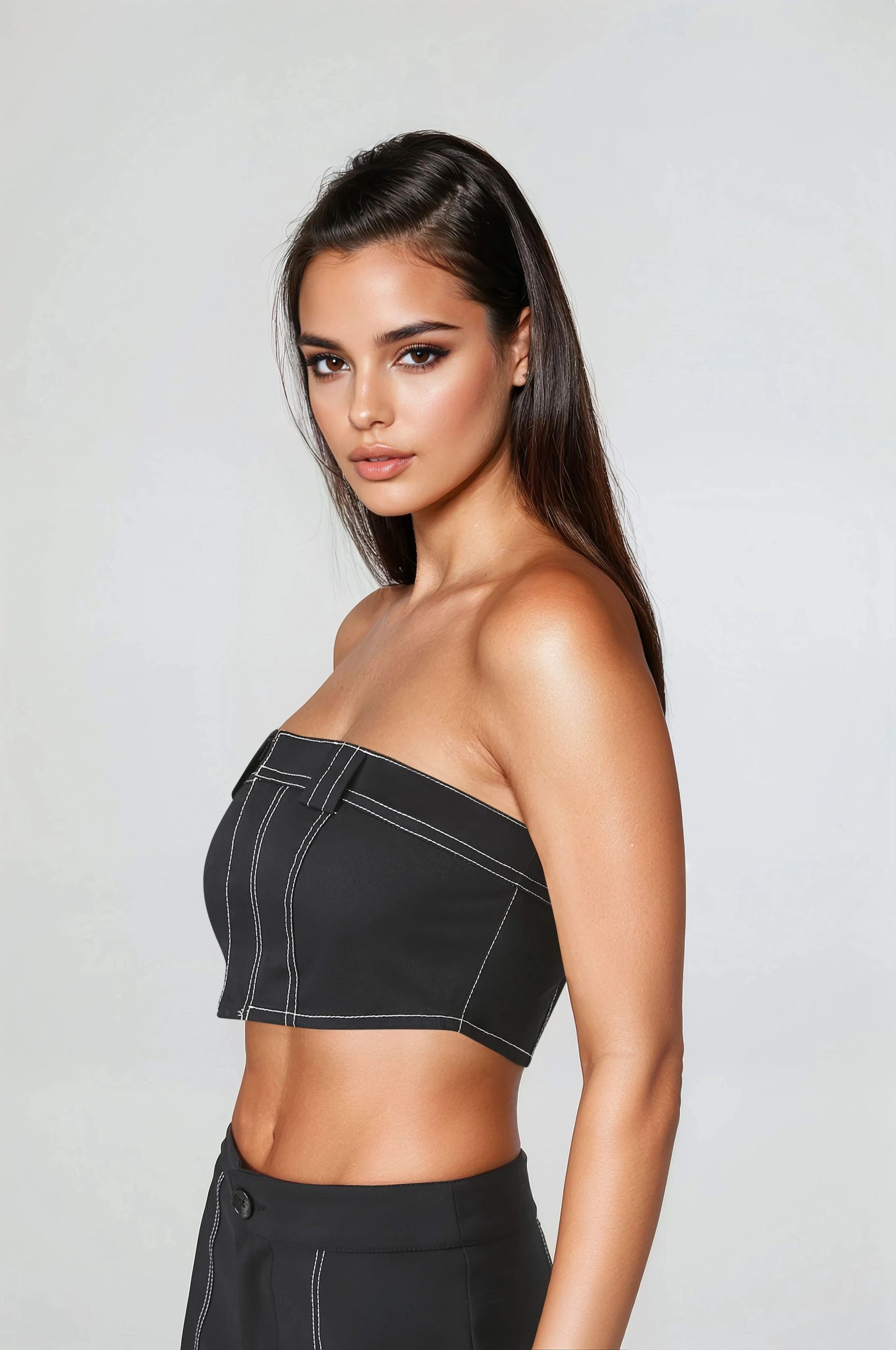 Super Cropped Button-Front Tube Top - Image 6