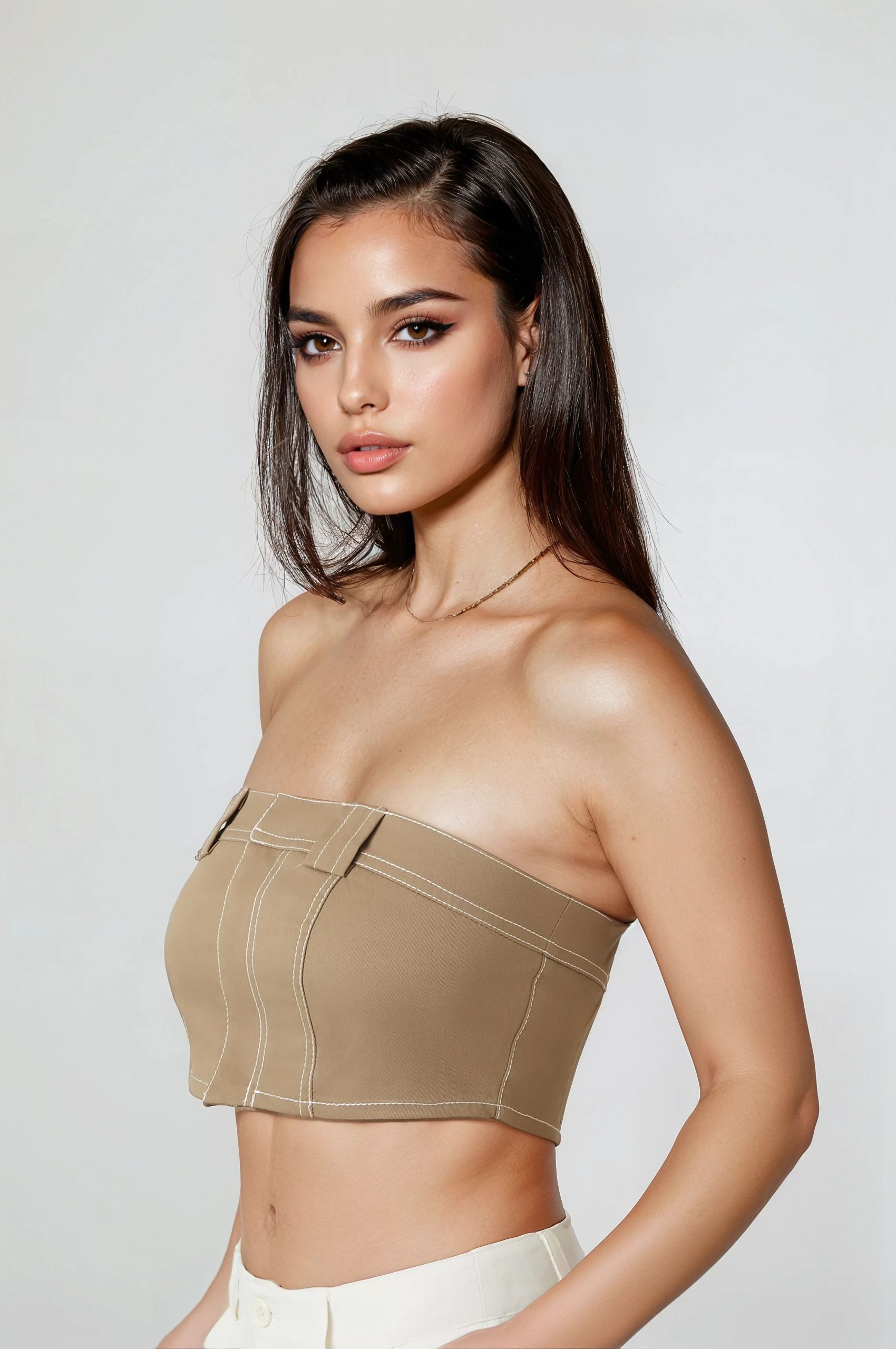 Super Cropped Button-Front Tube Top
