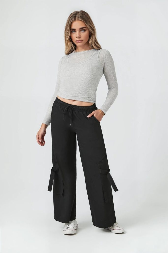 Twill High-Rise Utility Pants