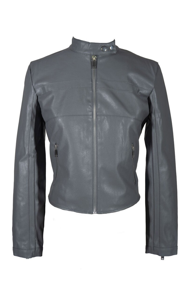 Faux Leather Zipper Jacket