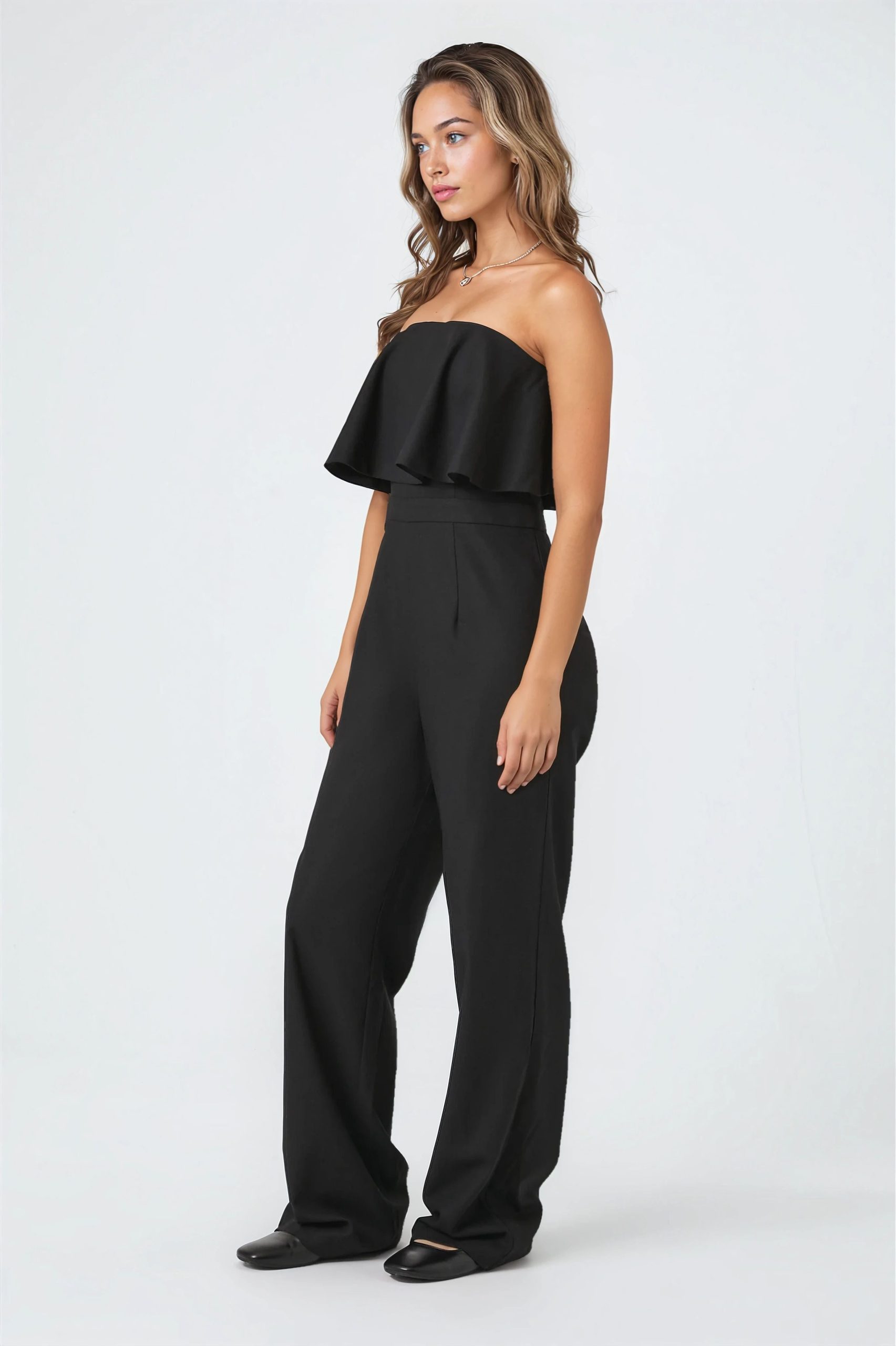 Flounce Wide-Leg Tube Jumpsuit - Image 2