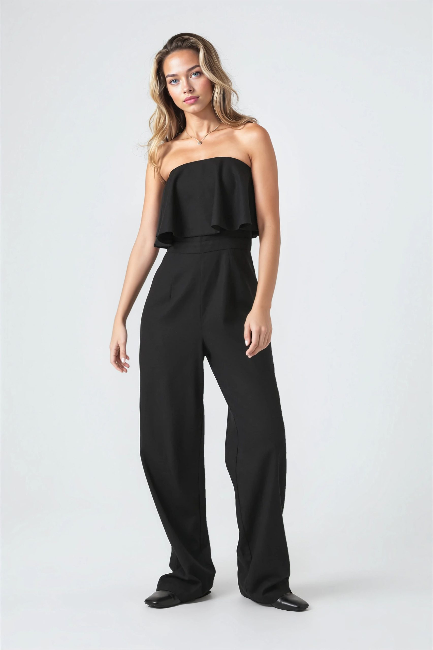 Flounce Wide-Leg Tube Jumpsuit - Image 3