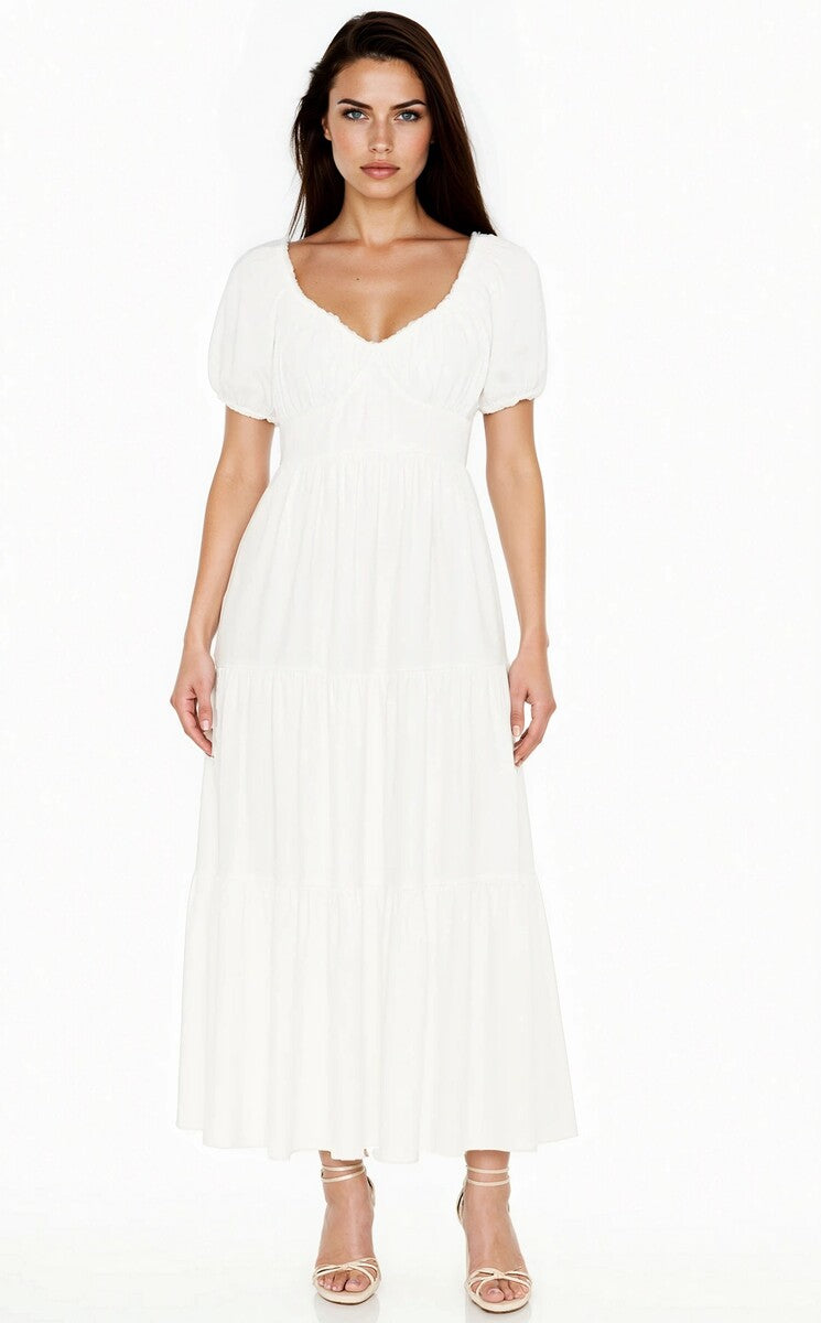Tiered Puff-Sleeve Maxi Dress - Image 5