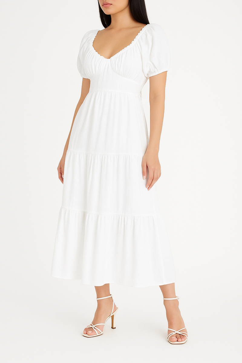 Tiered Puff-Sleeve Maxi Dress - Image 7