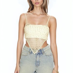 Sequin Sweater-Knit V-Hem Cami