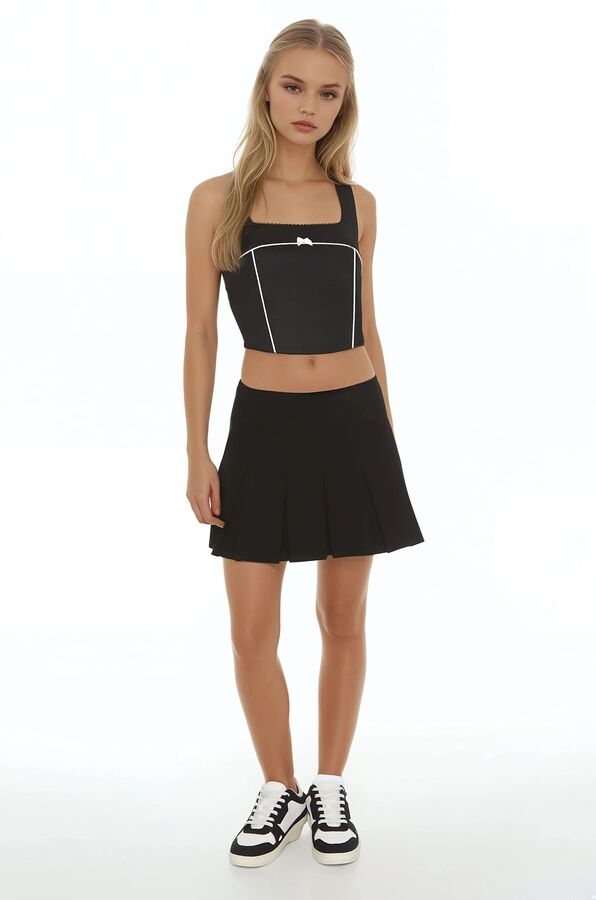 Bow Poplin Crop Top - Image 2