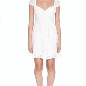 Eyelet Bustier Flounce Mini Dress