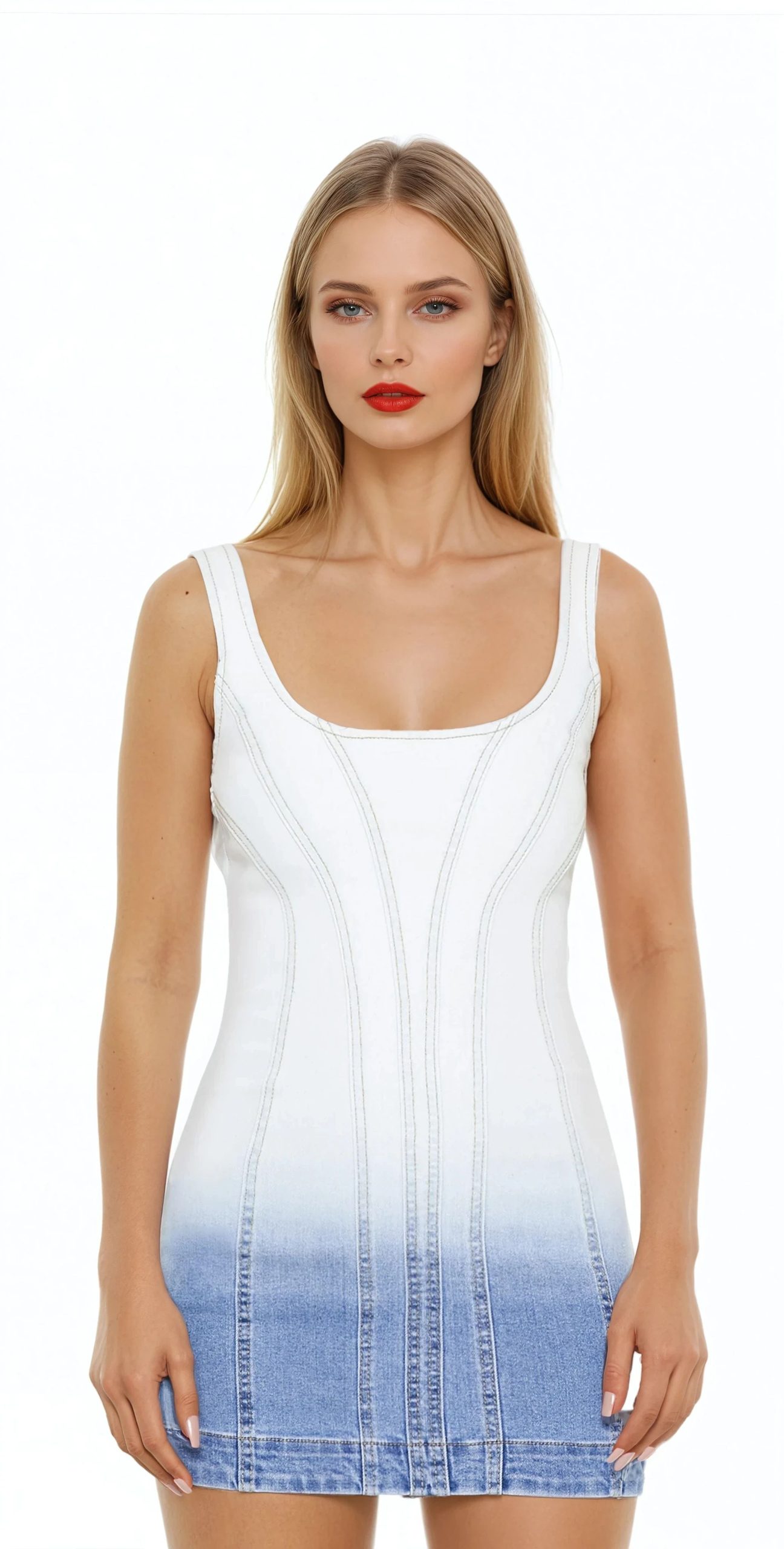 Gradient Denim Tank Mini Dress - Image 2