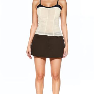 Ruched Mesh Colorblock Cami