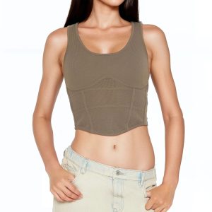 Sweater-Knit Corset Tank Top