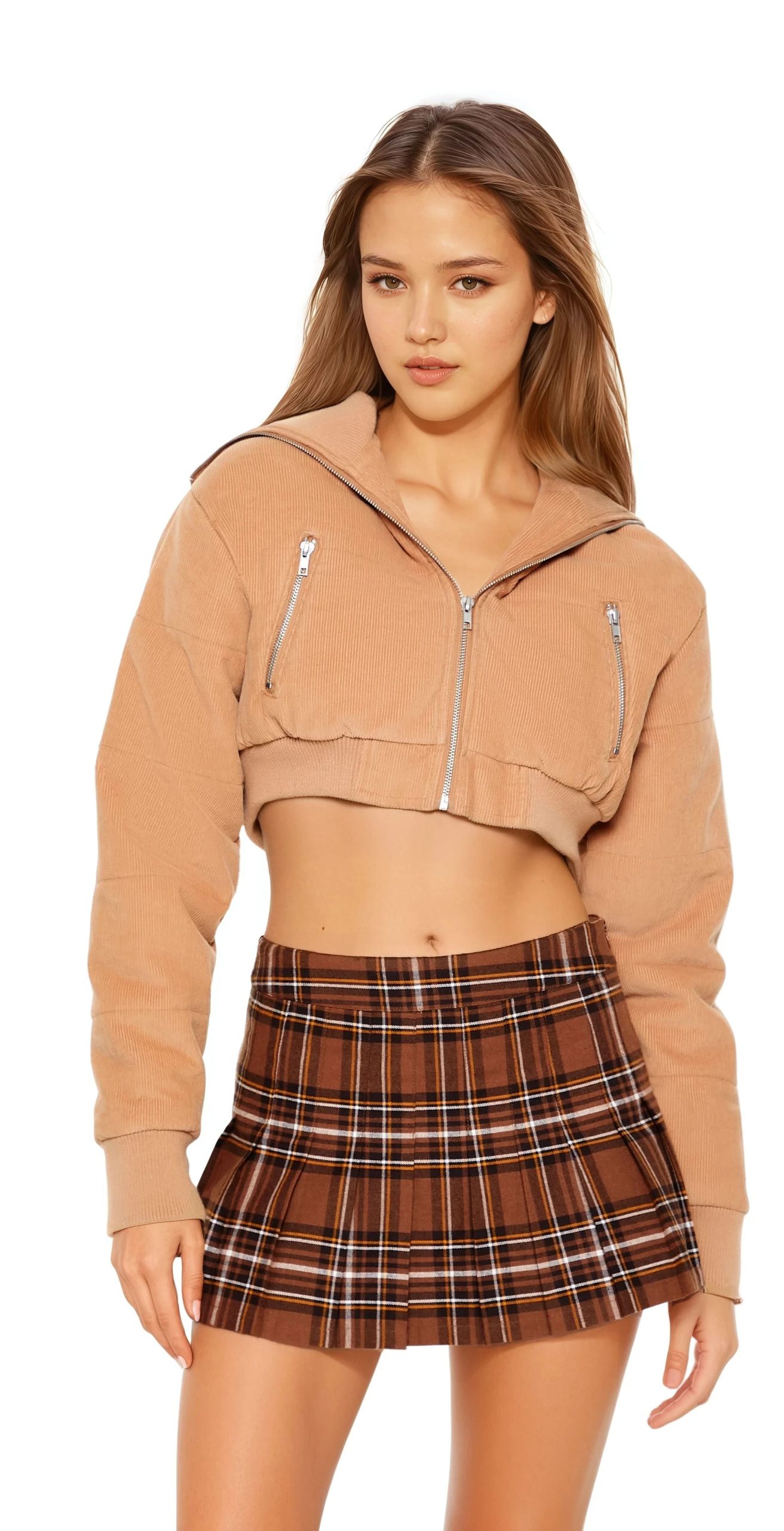 Cropped Corduroy Puffer Jacket