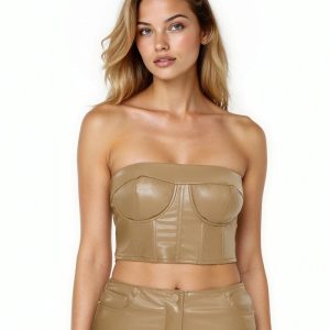 Faux Leather Tube Crop Top