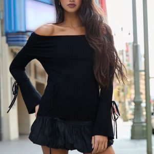 Bubble-Hem Mini Skirt