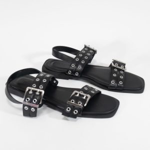 Grommet Strap Leather Sandals