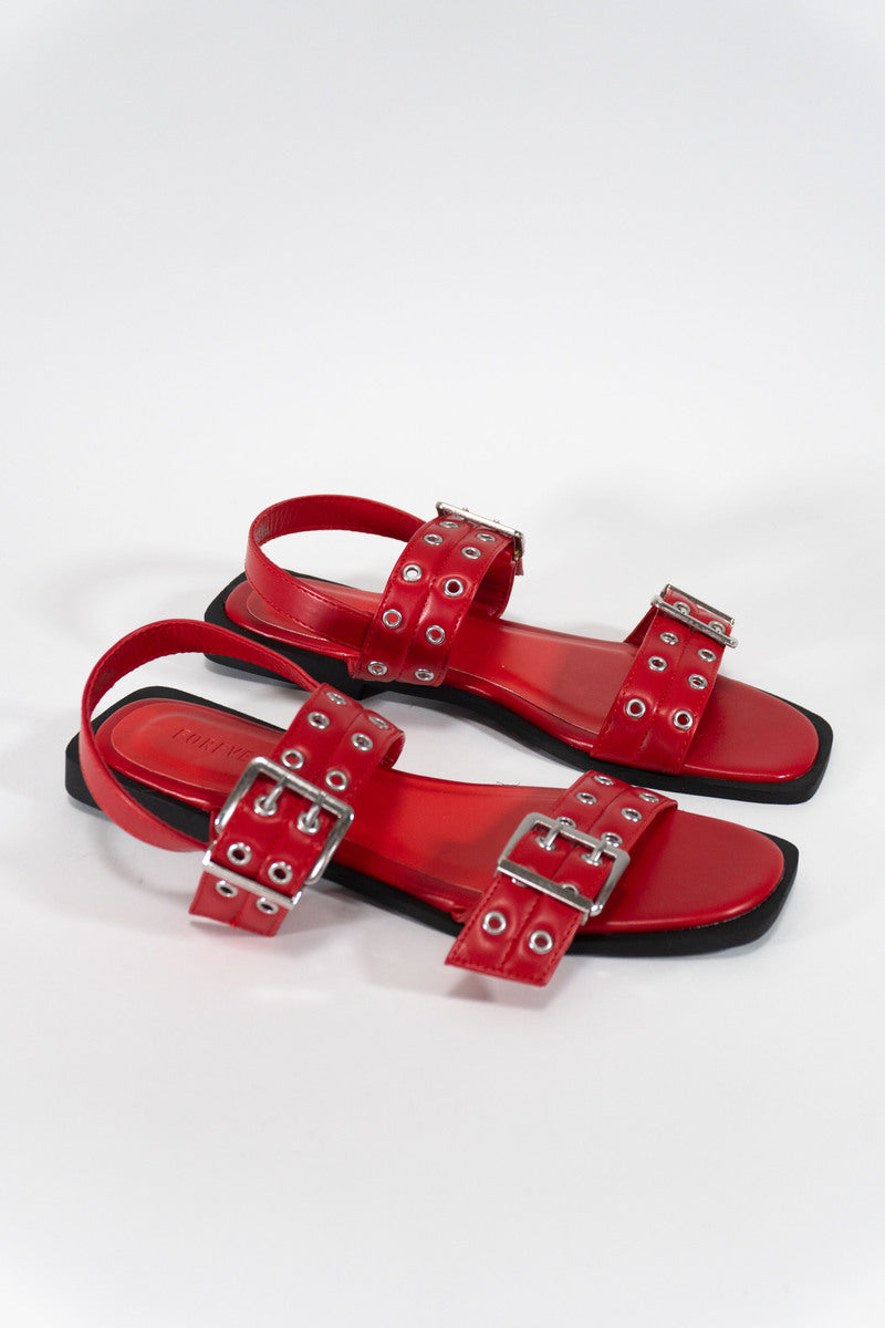 Grommet Strap Leather Sandals - Image 3