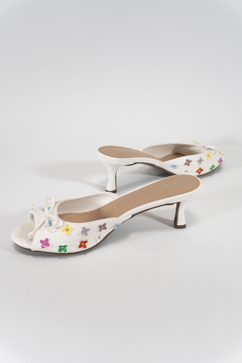Floral Embellished Heeled Mules