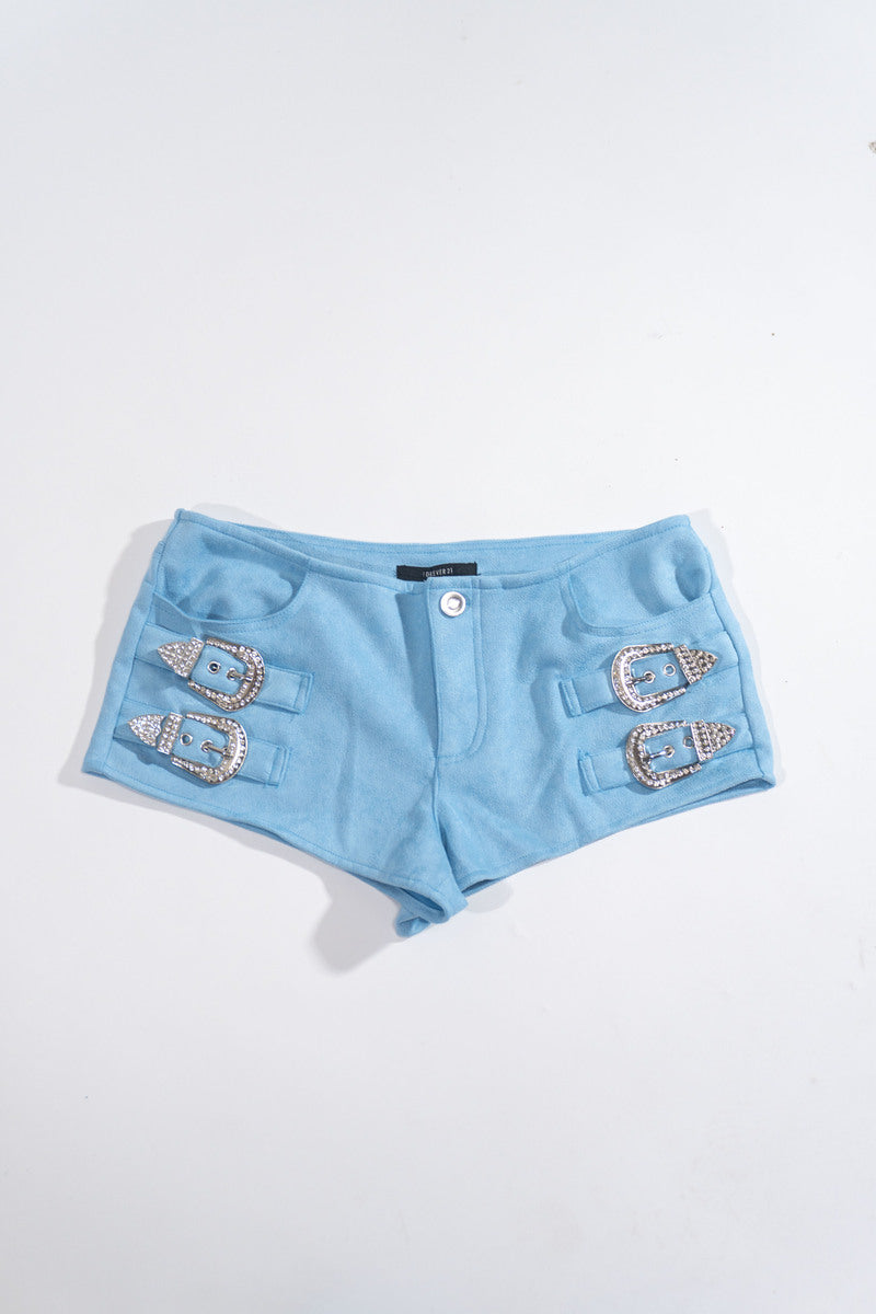 Rhinestone Buckle Low-Rise Shorts - Image 3