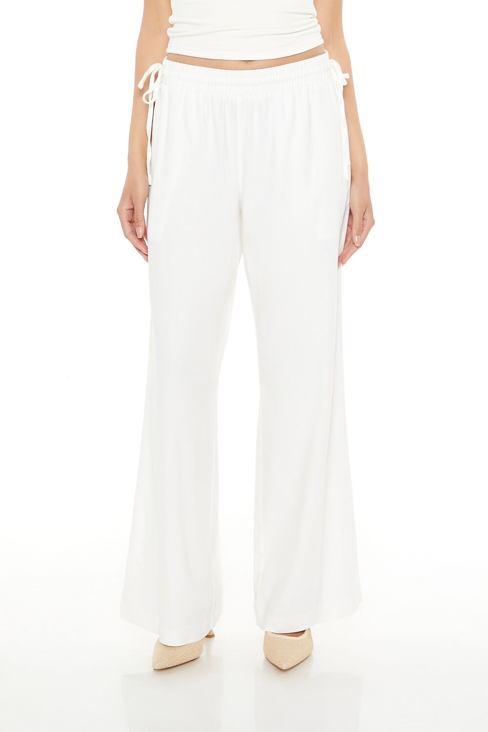 Shirred Tie-Waist Wide-Leg Pants - Image 2