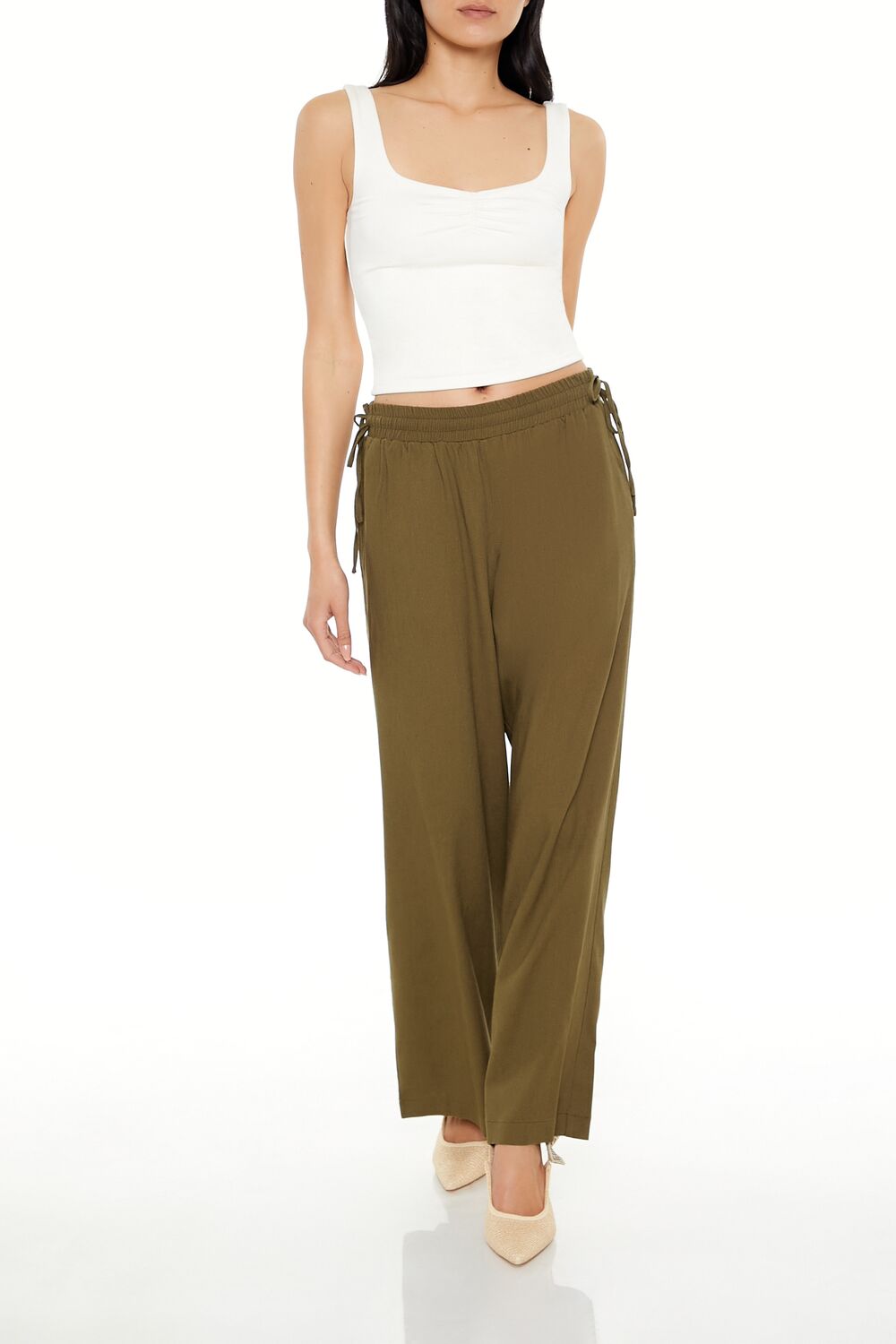 Shirred Tie-Waist Wide-Leg Pants - Image 6