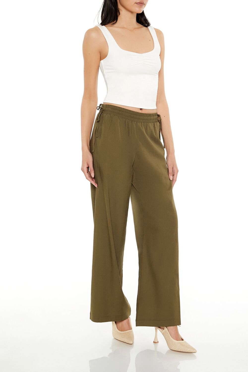 Shirred Tie-Waist Wide-Leg Pants - Image 8