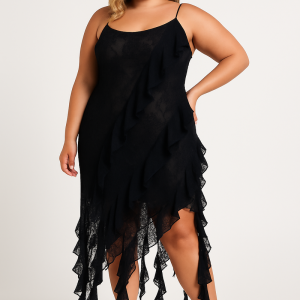 Plus Size Cascading Ruffle Dress