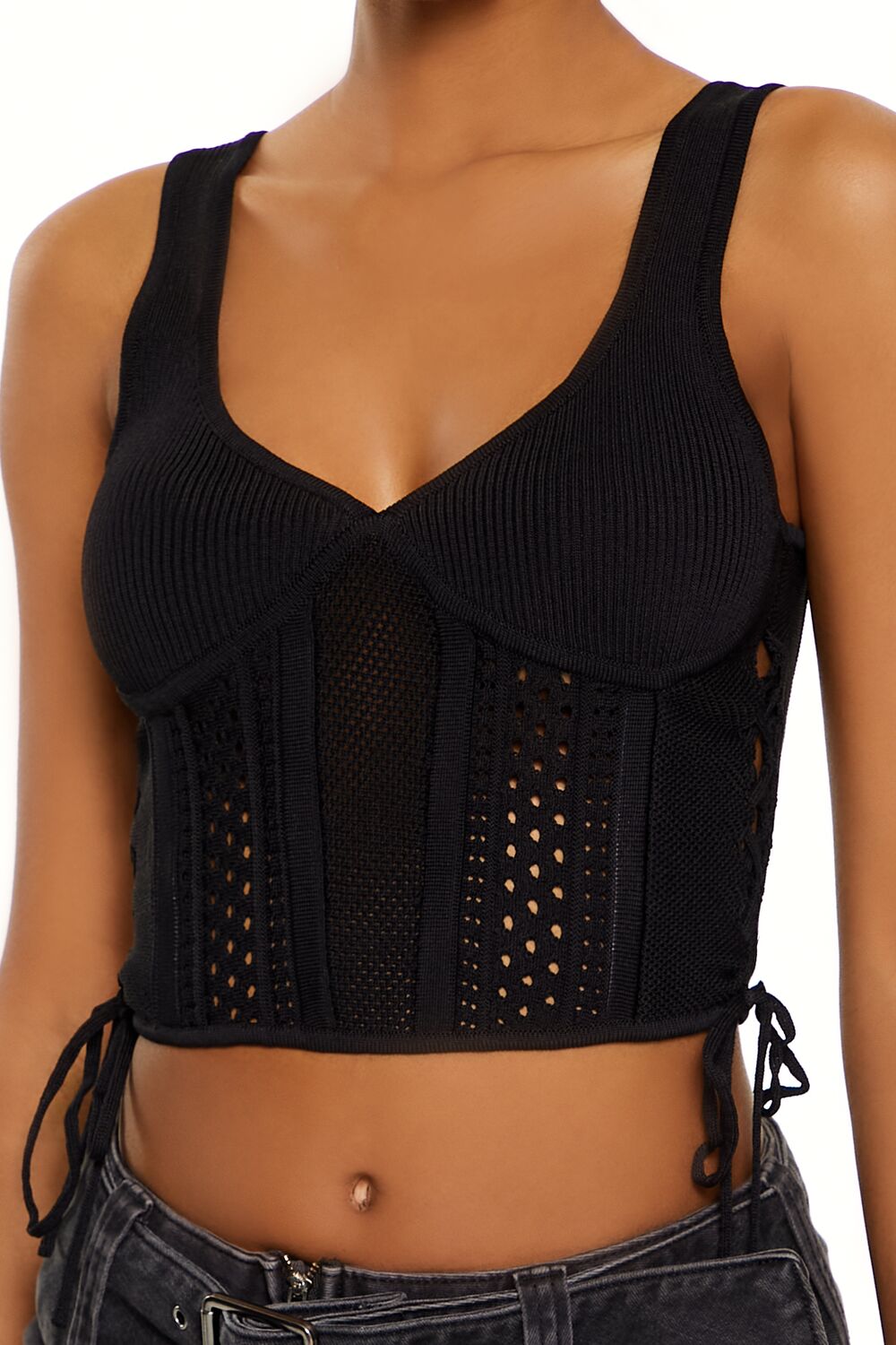 Sweater-Knit Plunging Crop Top - Image 3