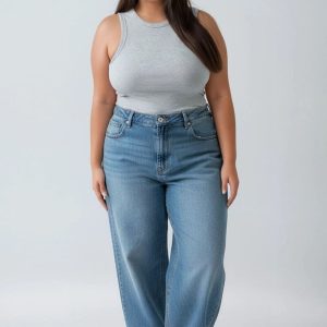 Plus Size Wide-Leg Denim Jeans