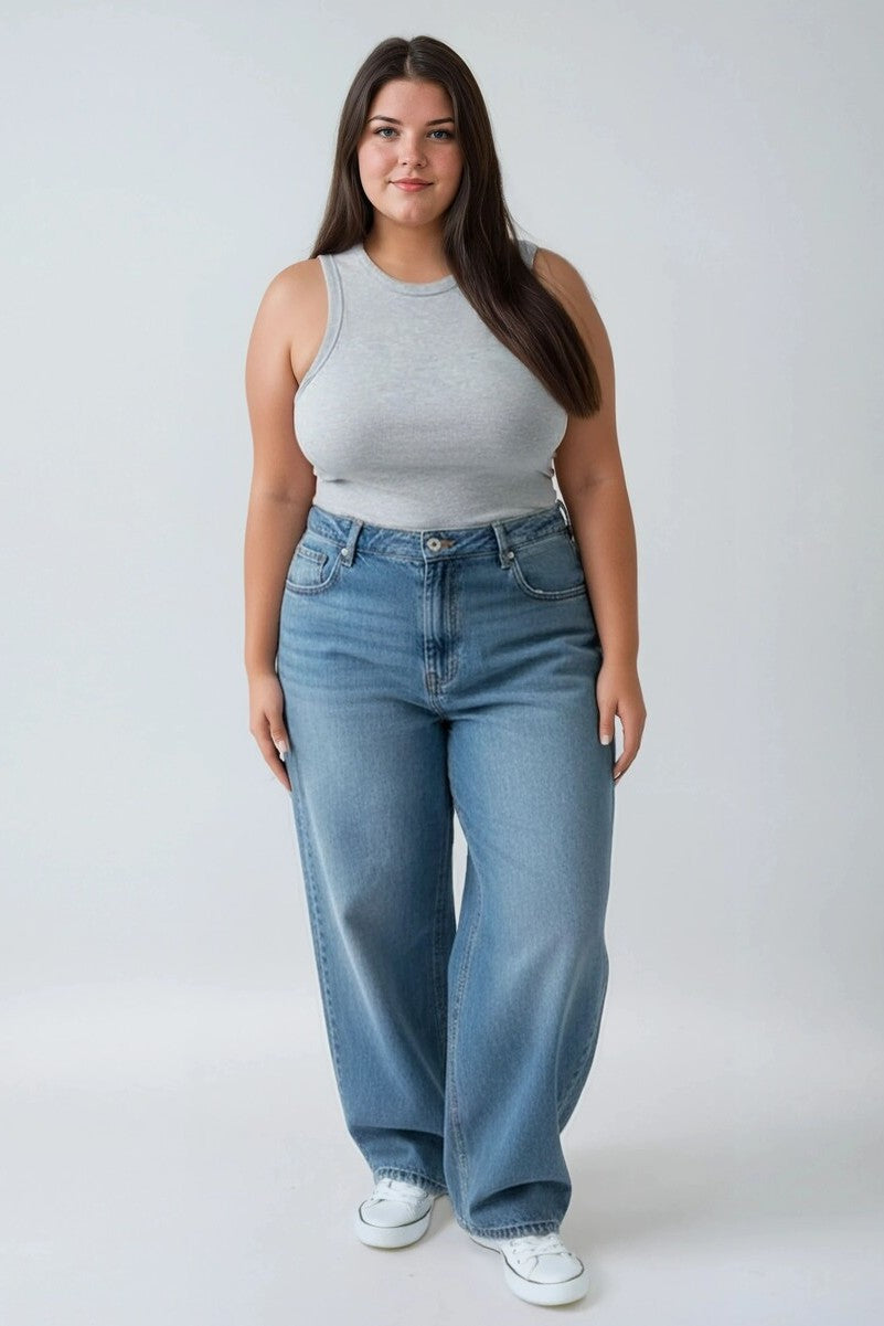 Plus Size Wide-Leg Denim Jeans