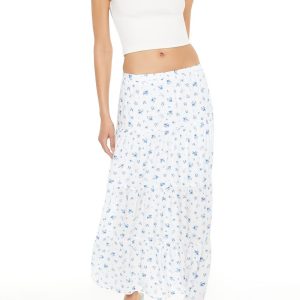 Tiered Floral Print Maxi Skirt