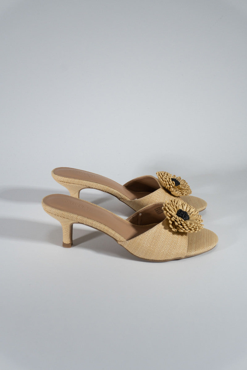 Floral Raffia Kitten Heel Sandals - Image 2