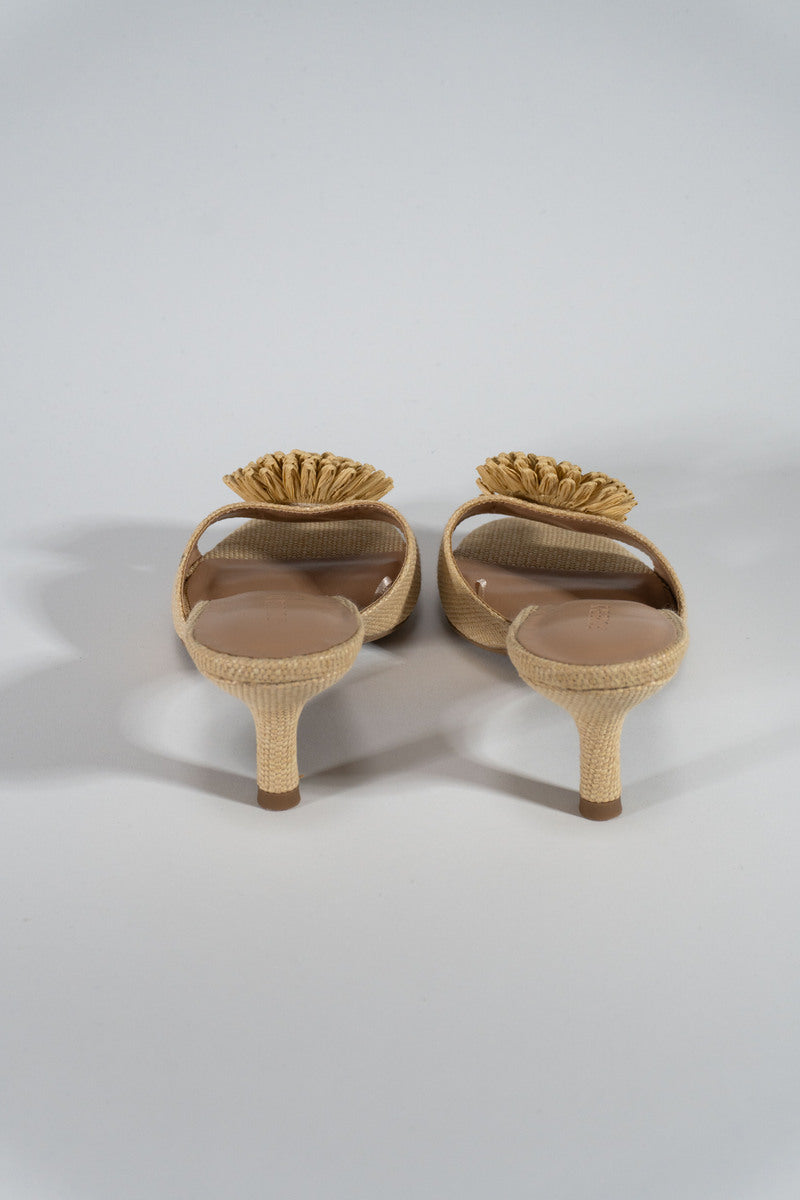 Floral Raffia Kitten Heel Sandals - Image 3