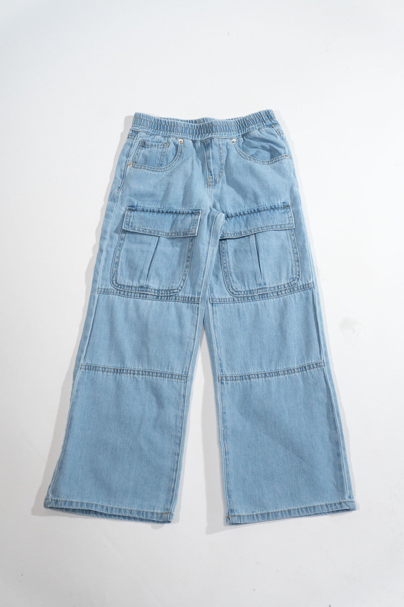 Kids Wide-Leg Utility Denim Pants