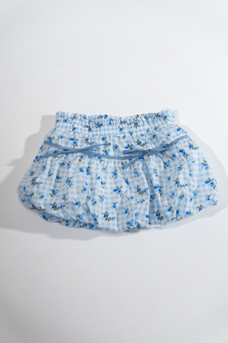 Girls Tiered Gingham & Floral Skirt