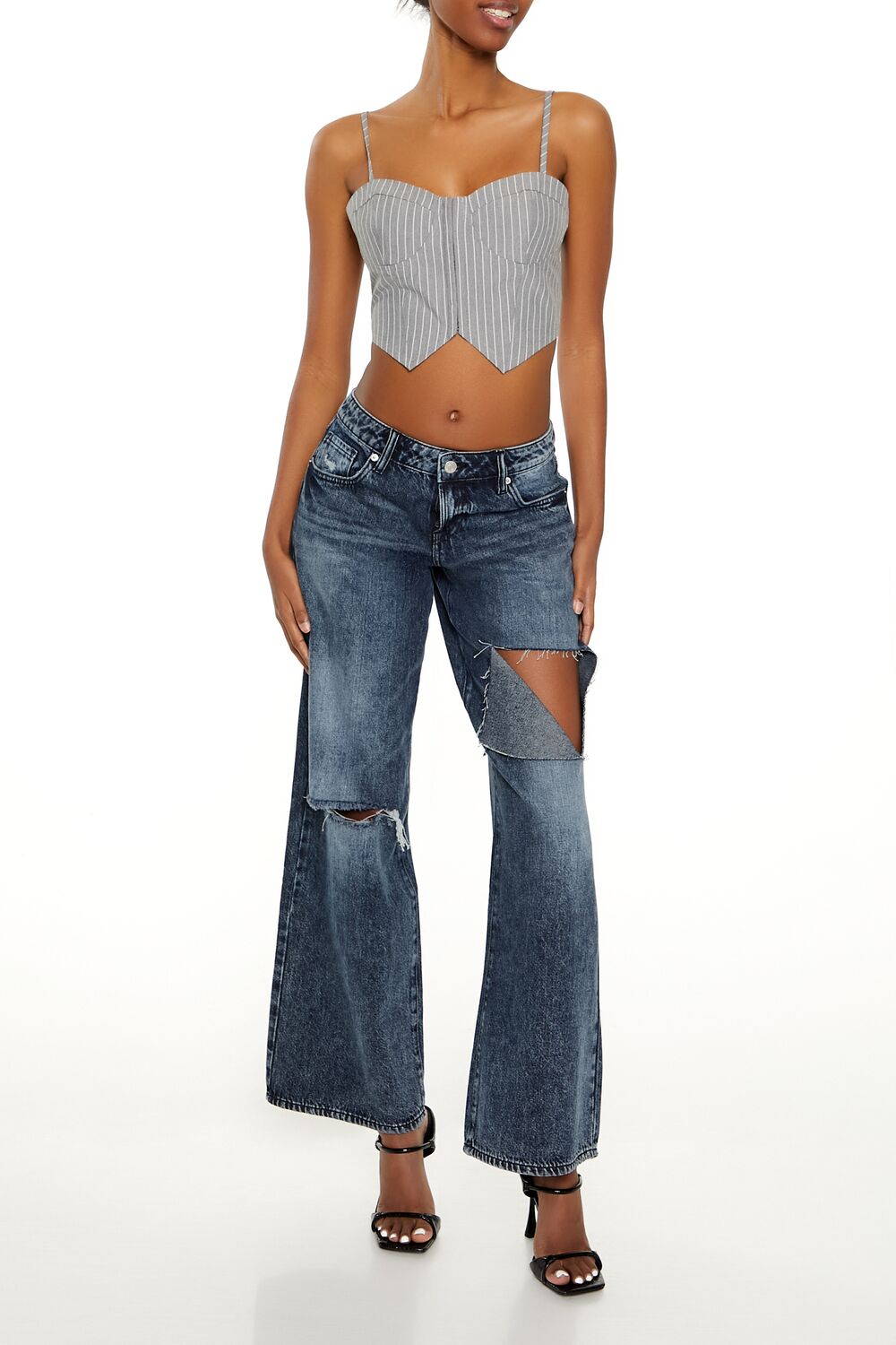 Pinstriped Cropped Cami - Image 2