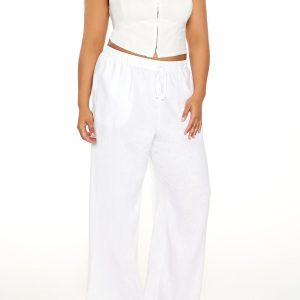 Plus Size Wide-Leg Drawstring Pants