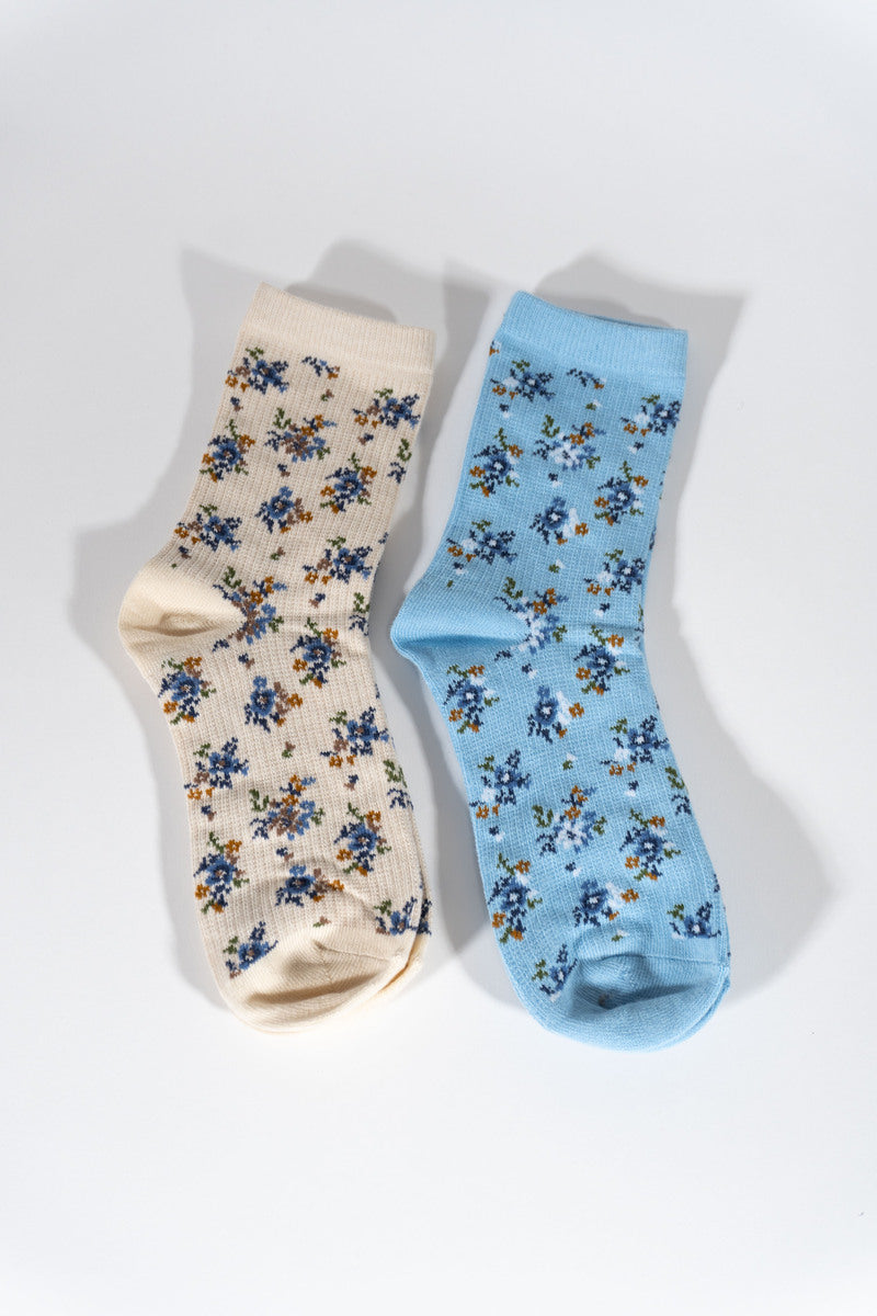 Floral Print Ankle Socks ?C 2 Pack