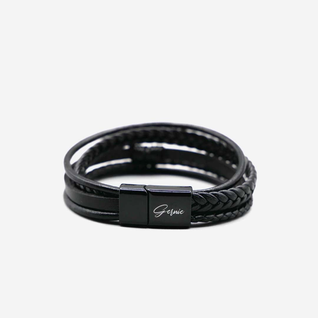 Premium Leather 5-Strap Pasadena Men's Wrap Bracelet - Image 3
