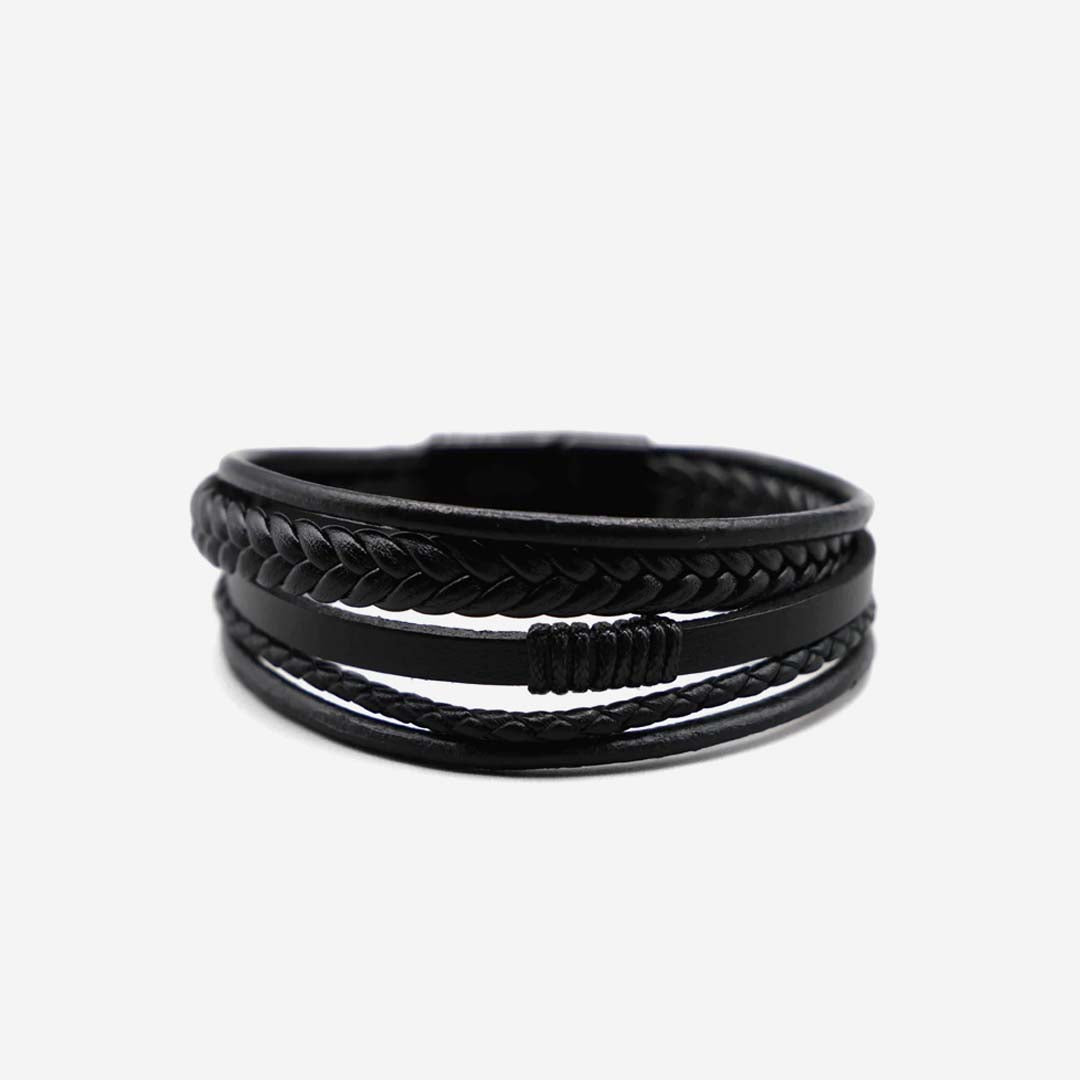 Premium Leather 5-Strap Pasadena Men's Wrap Bracelet - Image 4