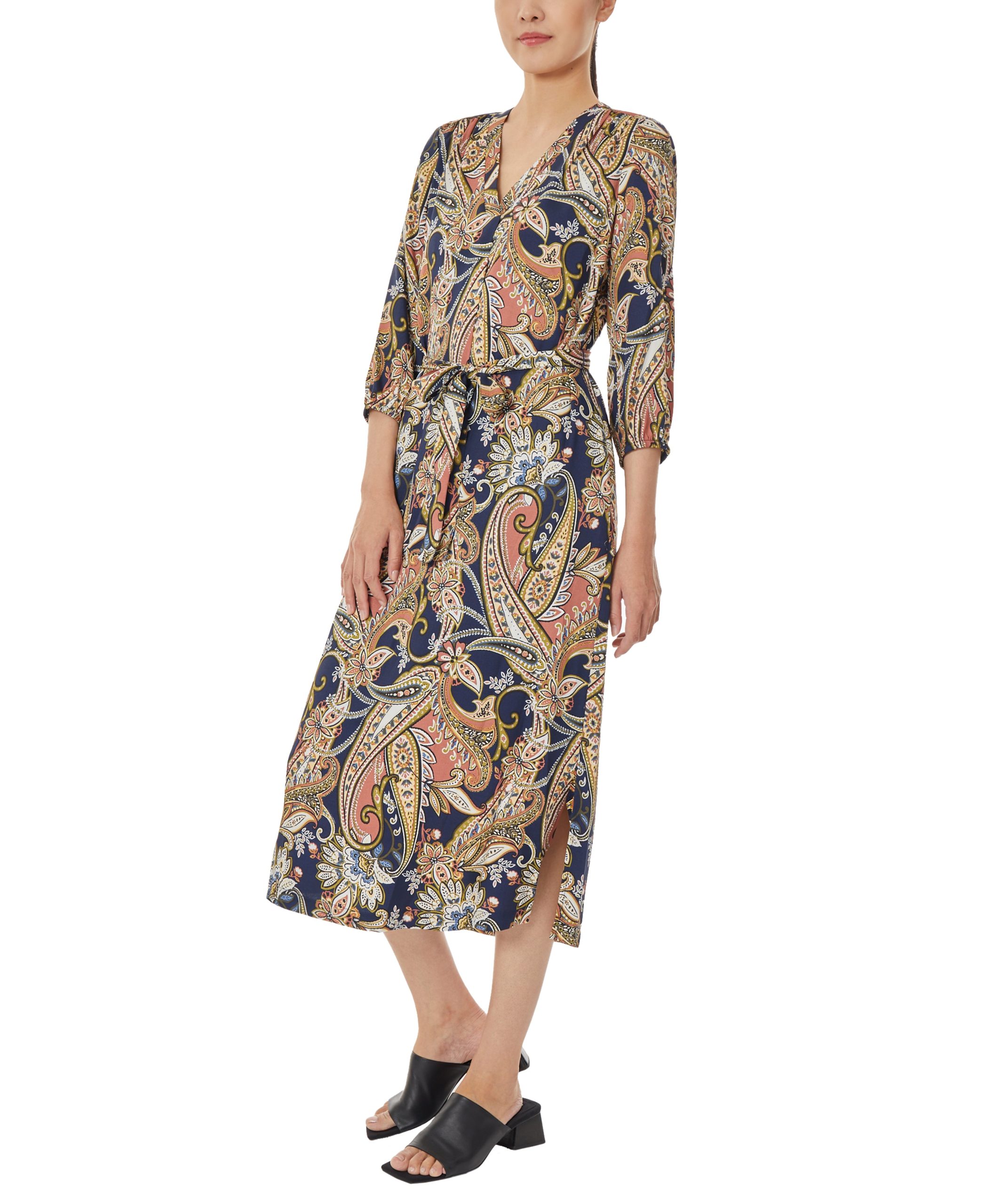 V-Neck Midi Dress with Tie Waist - Image 4