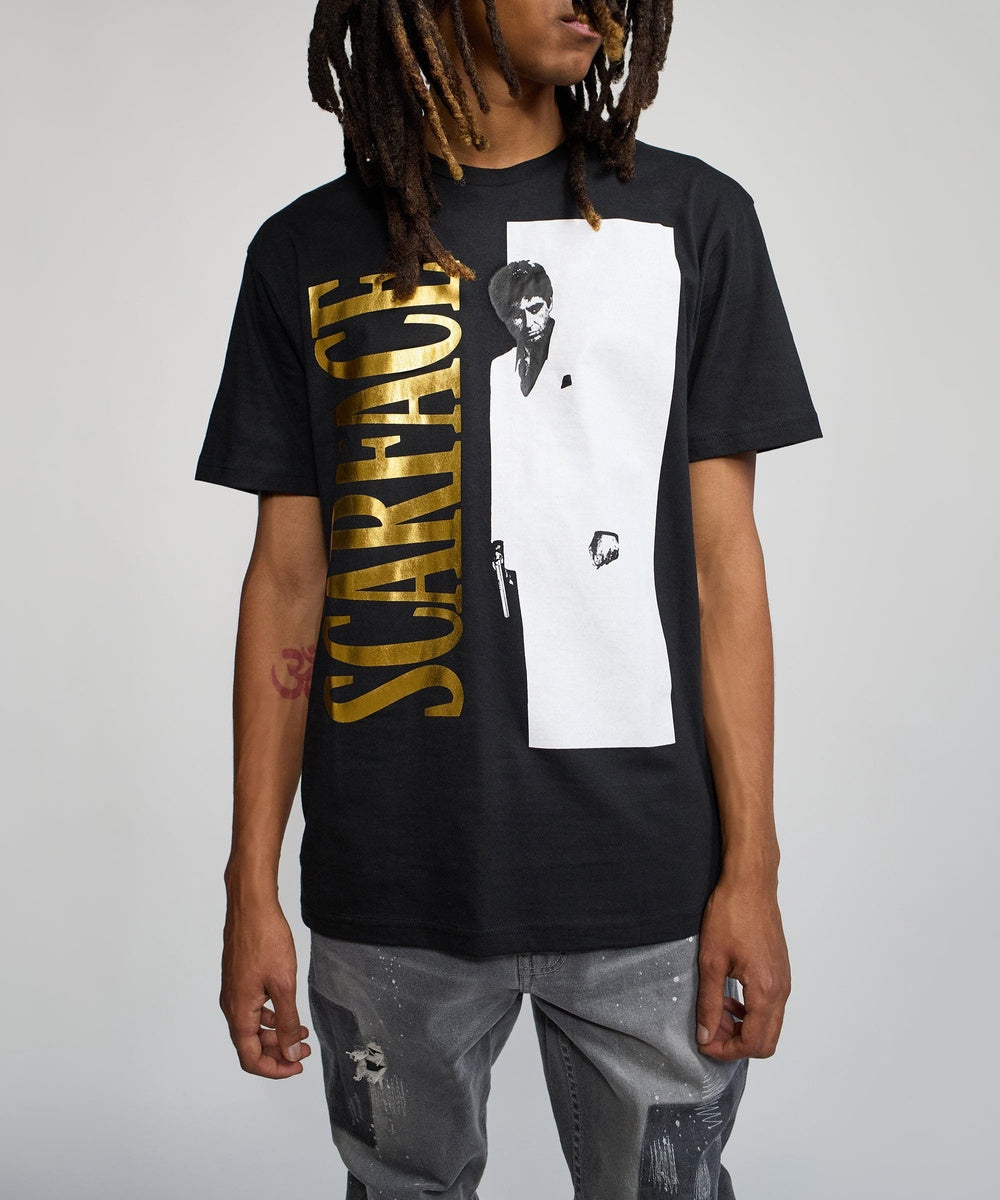 Scarface Gold Foil Short Sleeve Tee - Black - Image 3
