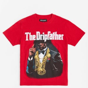 Dripfather Applique Short Sleeve Tee - Red