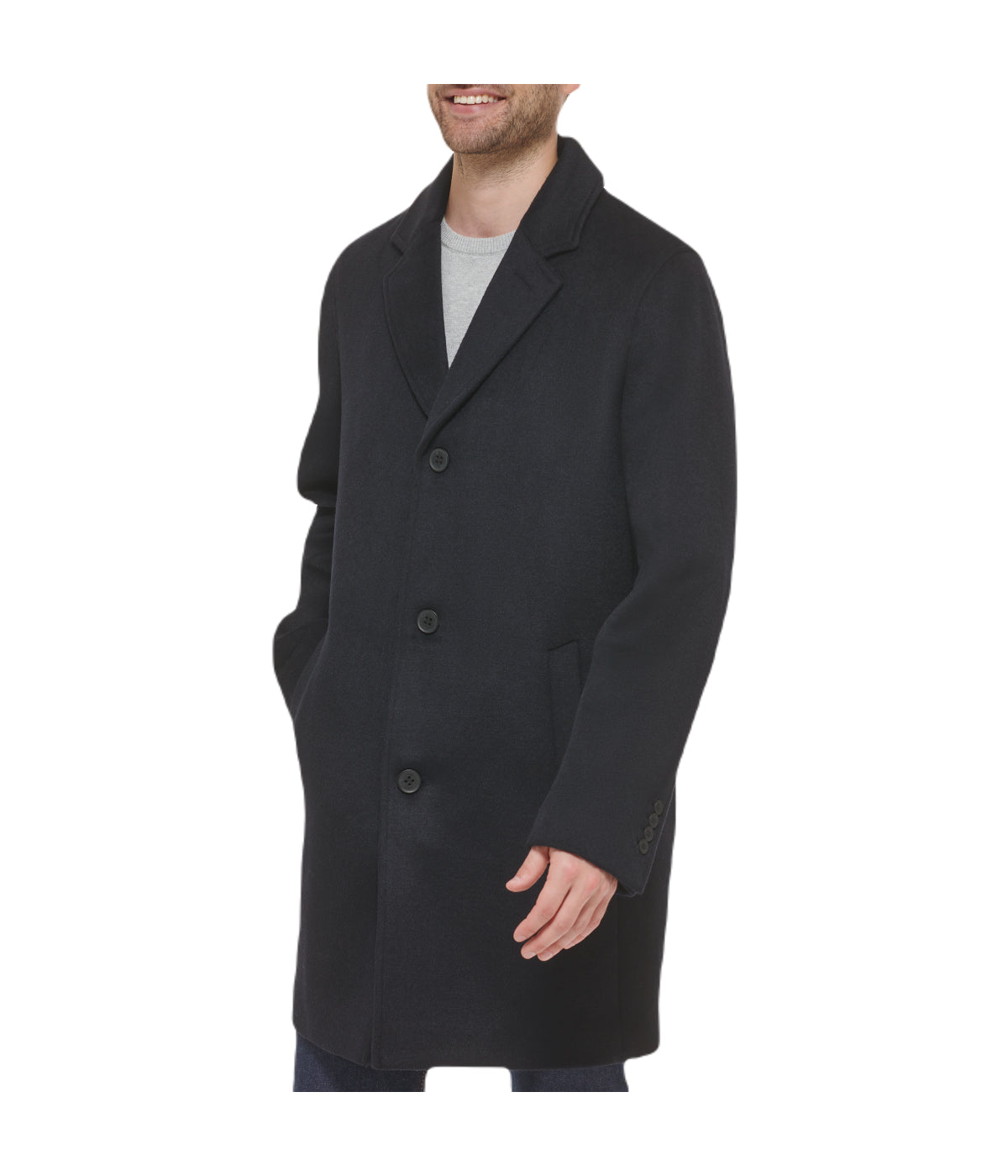 Mens Wool Coat Navy - Image 3
