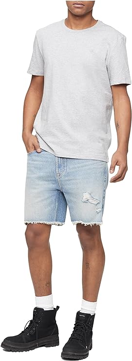 Short Sleeves Smooth Cotton Solid Crewneck Tee - Image 3