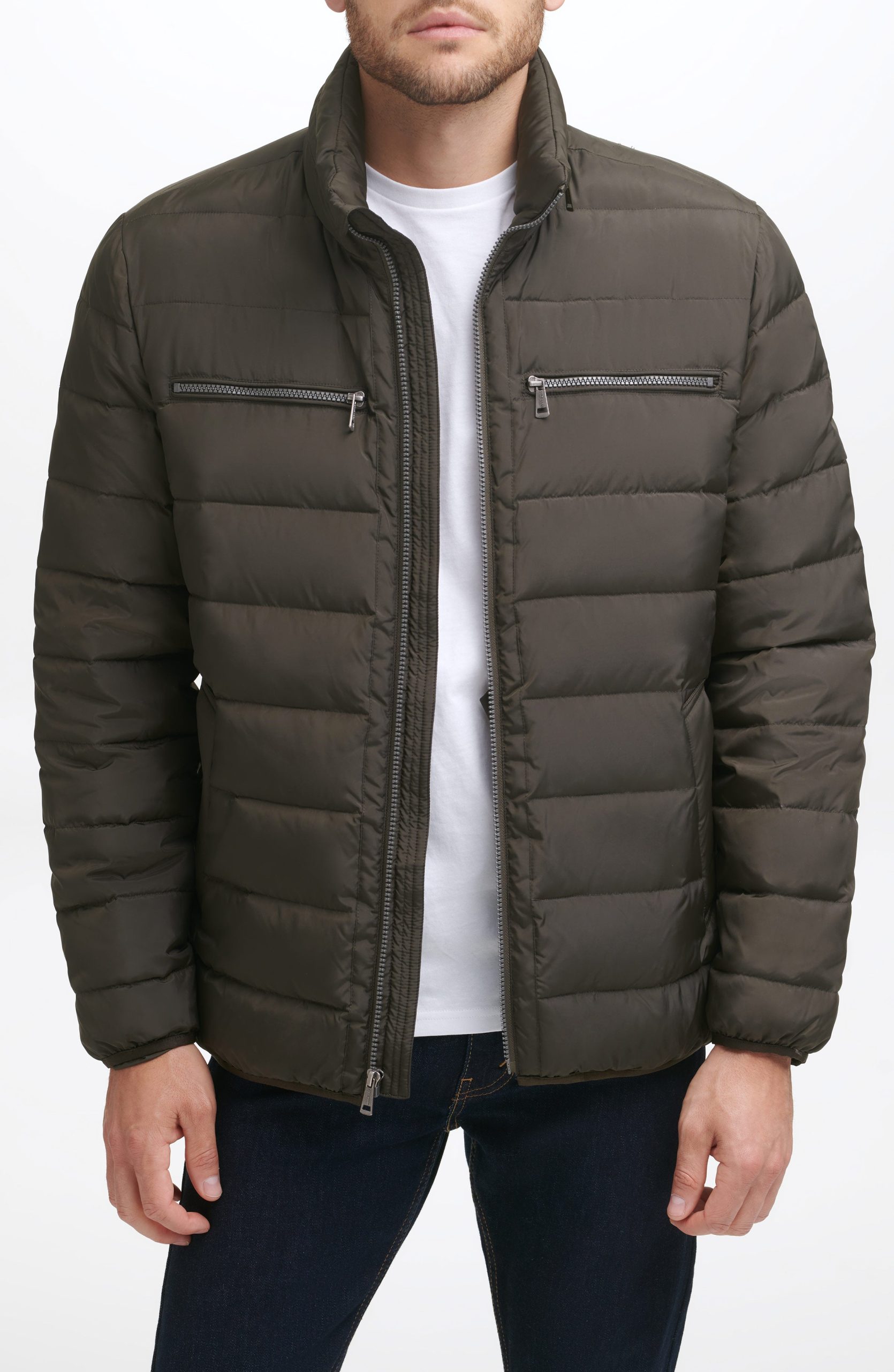 Mens Down Jacket Olive - Image 4