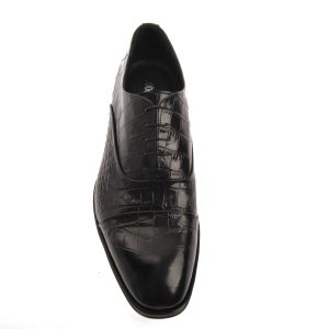 Black Crocodile Embossed Lace Up Shoe