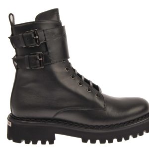 Leather Boots with Ankle Monk Straps