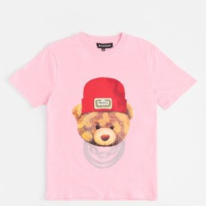 Teddy Rhinestone Short Sleeve Tee - Pink