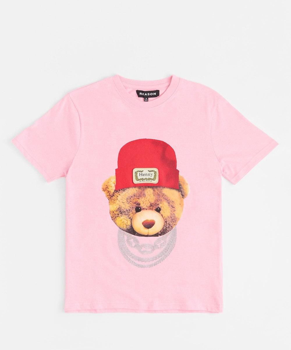 Teddy Rhinestone Short Sleeve Tee - Pink