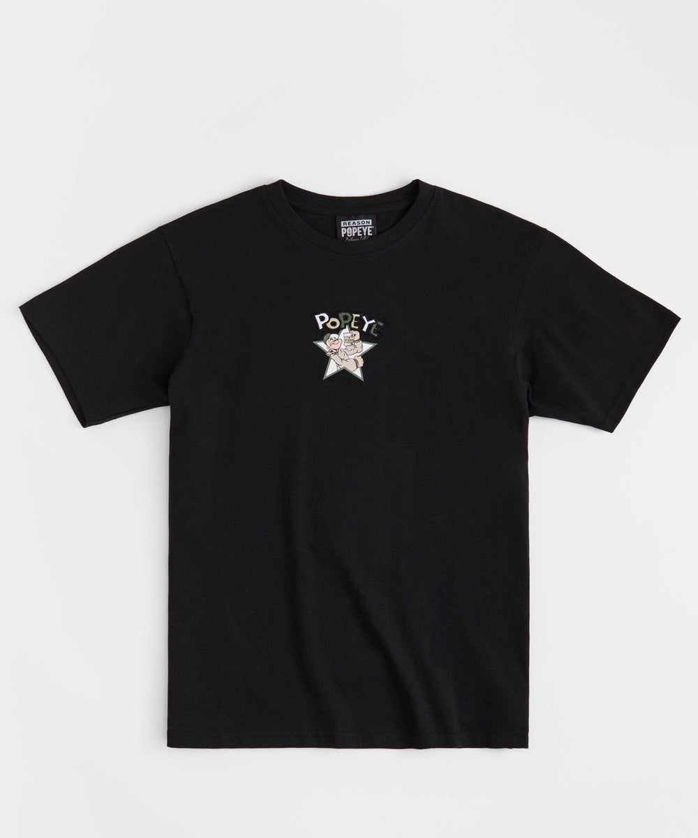 Popeye Mugshot Embroidered Short Sleeve Tee - Black