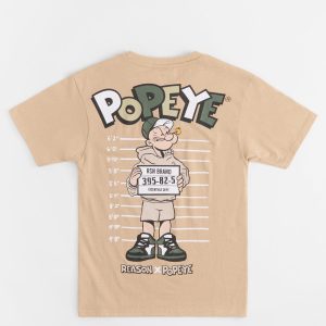 Popeye Mugshot Embroidered Short Sleeve Tee - Tan